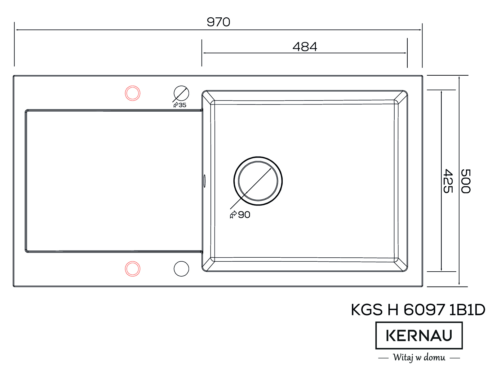 Кухонная мойка KERNAU KGS H 6097 1B1D GRAPHITE