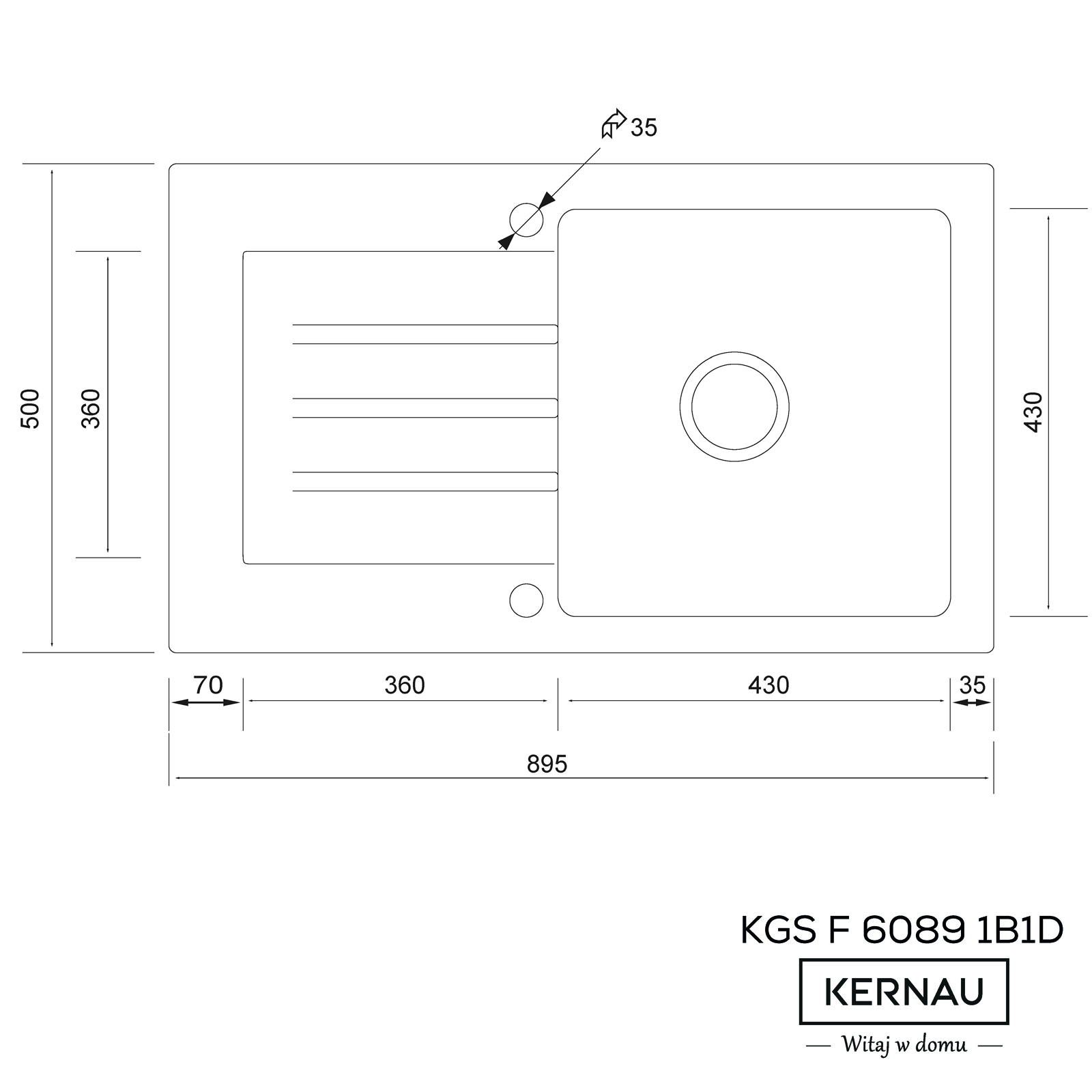 Кухонная мойка KERNAU KGS F 6089 1B1D PURE WHITE