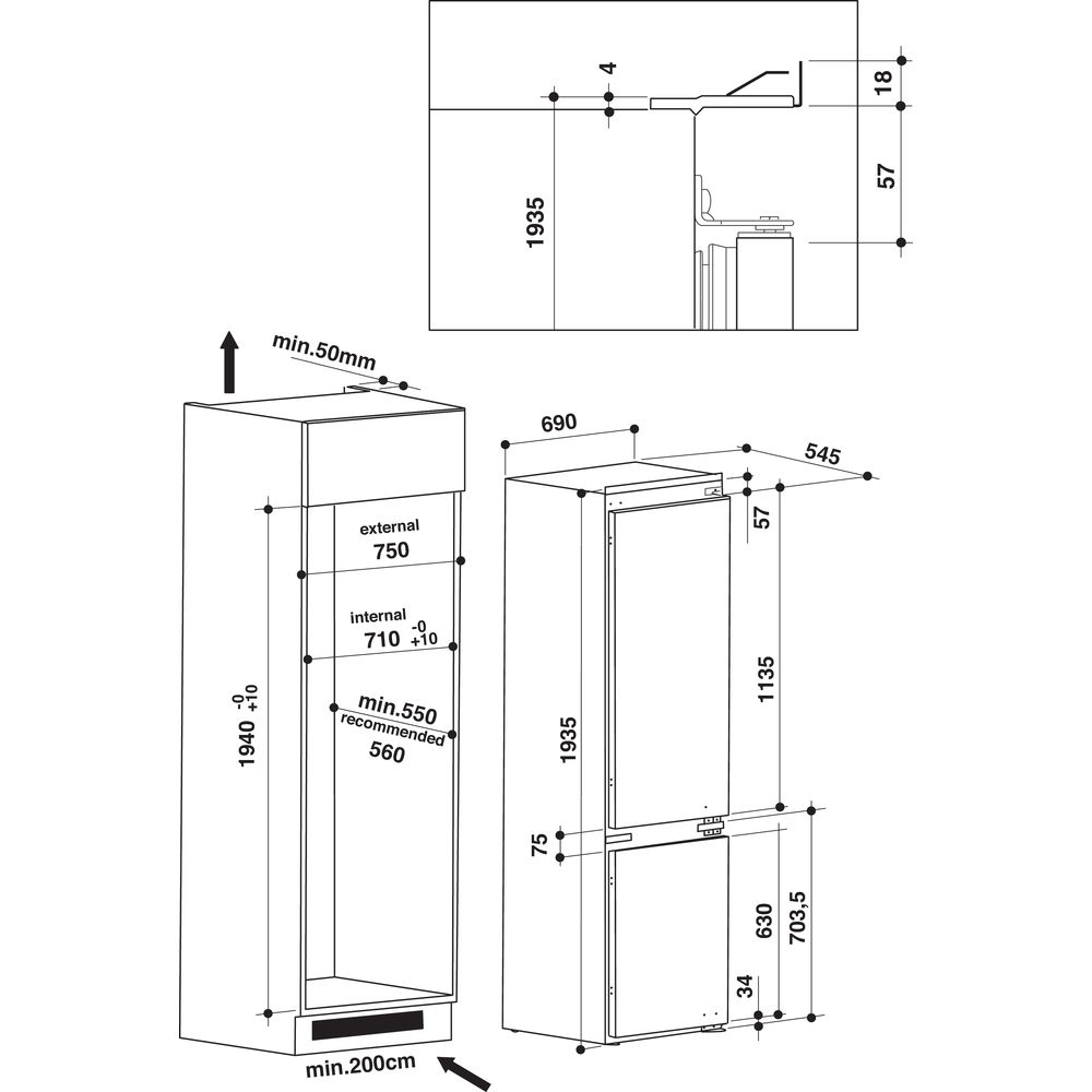 Встраиваемый холодильник WHIRLPOOL SP40 801 EU