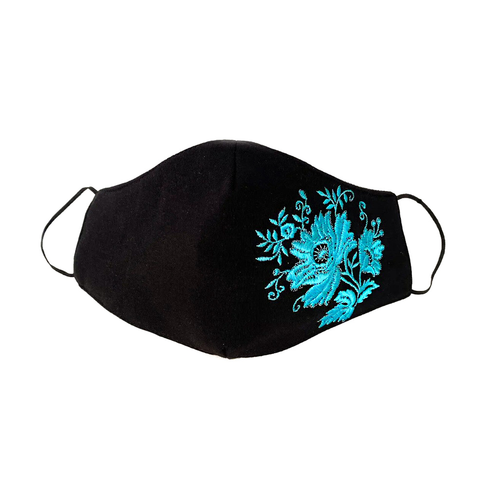 Защитная маска для лица "Flowery" черная