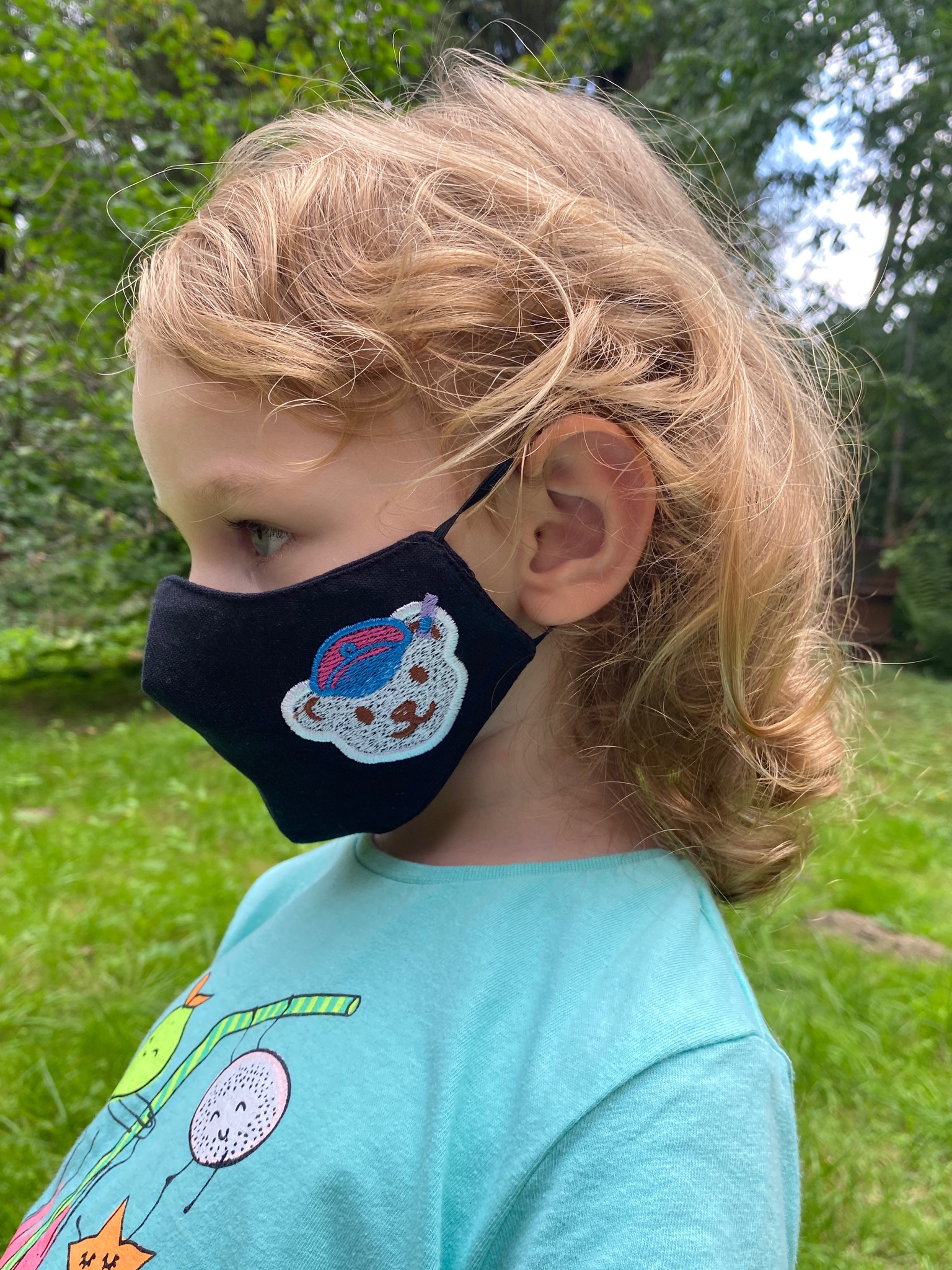 Детская защитная маска для лица "Медвежонок" черная