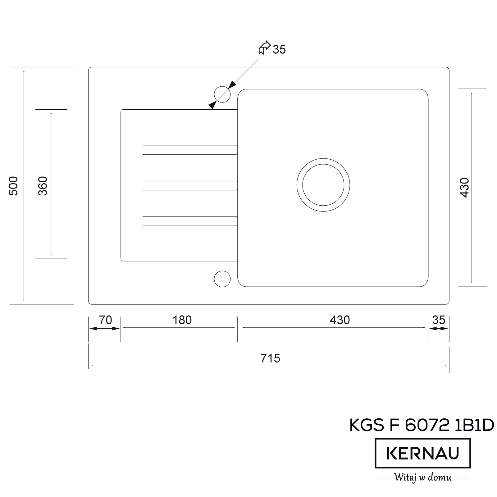 Кухонная мойка KERNAU KGS F 6072 1B1D GREY METALLIC
