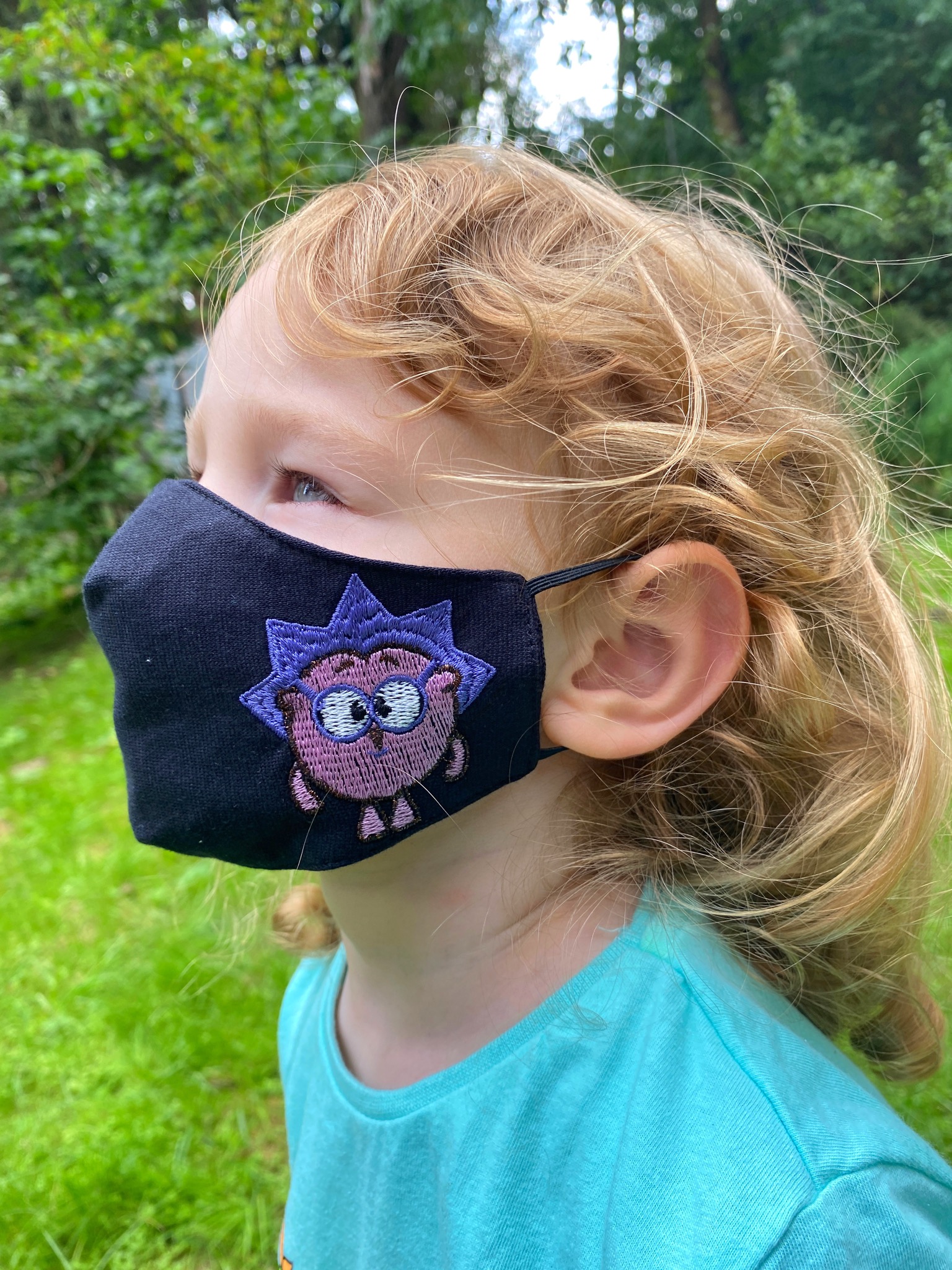 Детская защитная маска для лица "Ёжик" черная